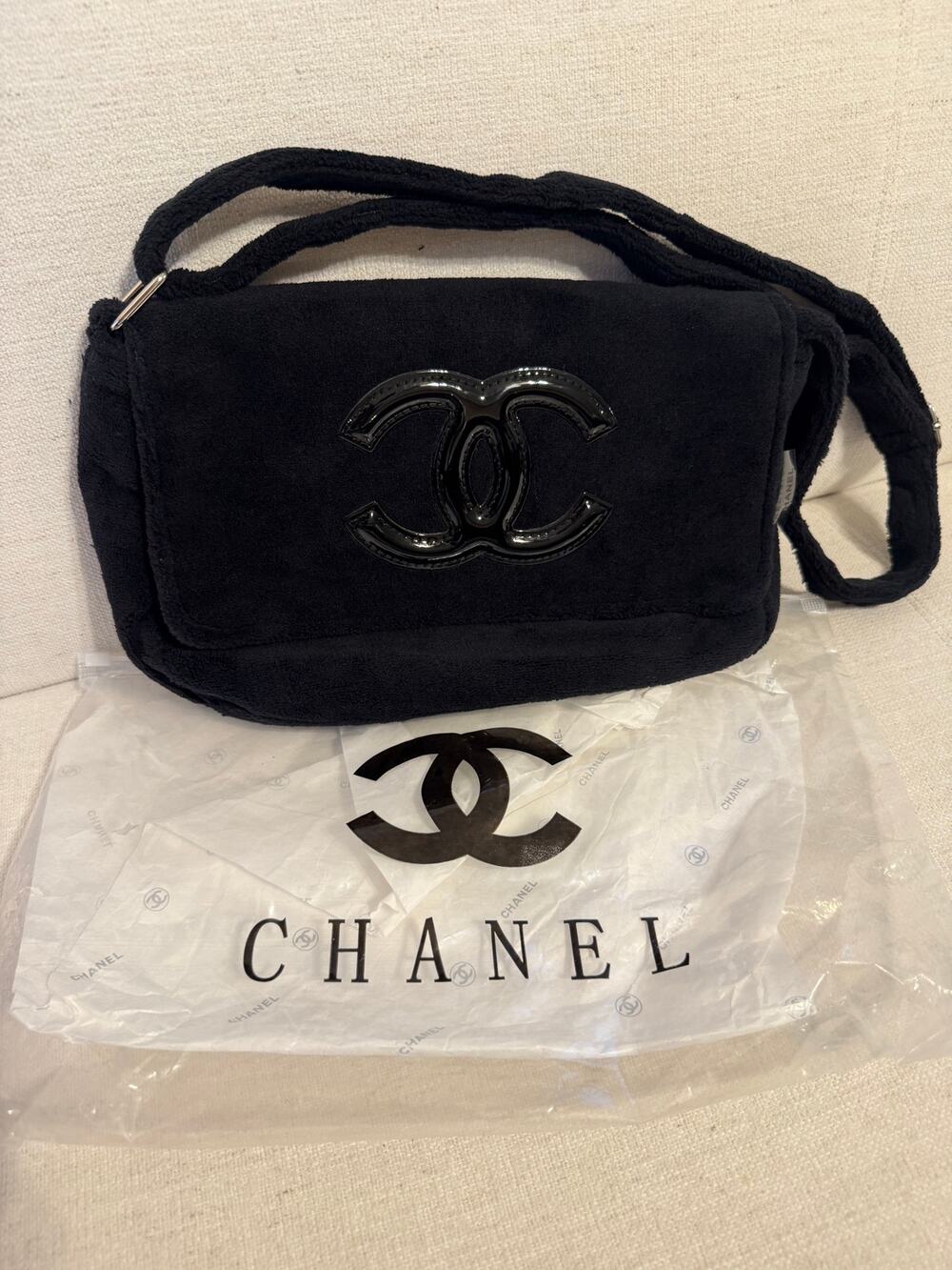 Chanel Precision VIP GWP Black Terry CC Shoulder Crossbody Bag NWOT